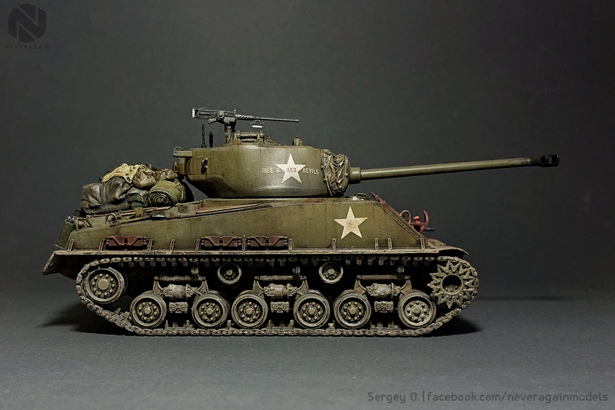 Red Devil door Captain Clifford Rice - My, Modeling, Stand modeling, Sherman, Tanks, Scale 1:35, Scale model, BTT, Longpost