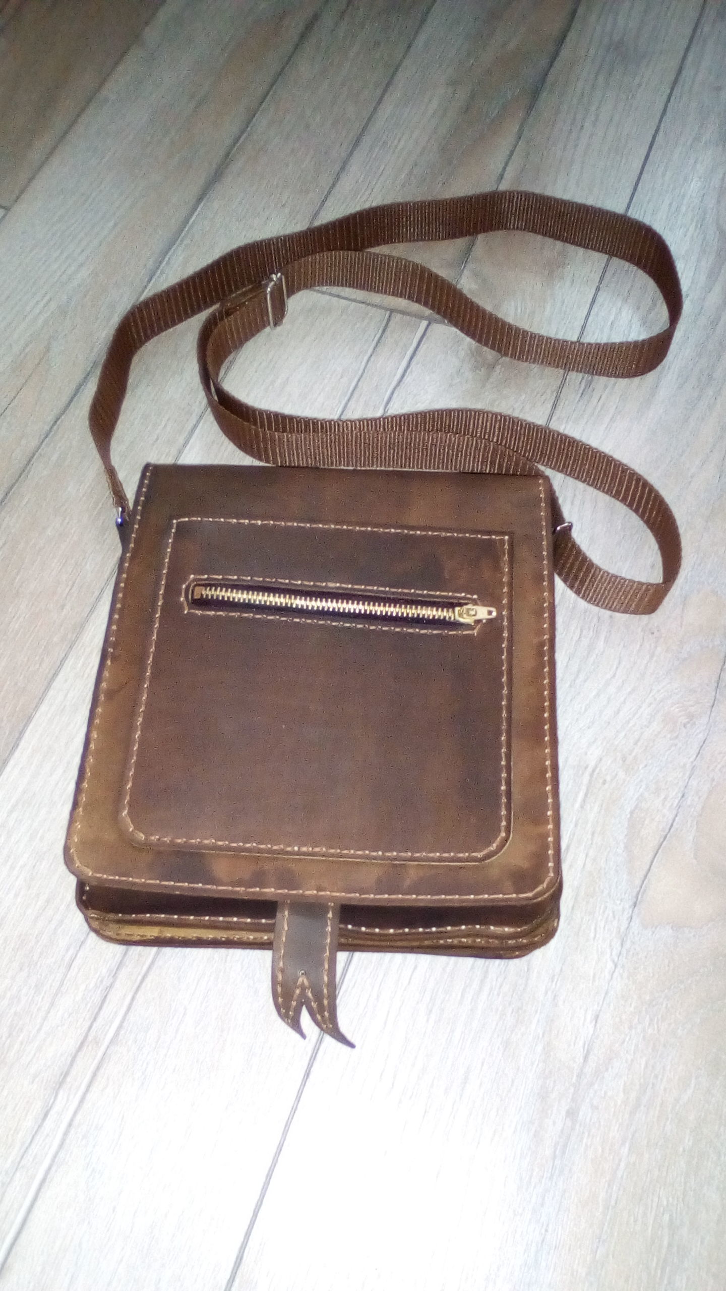 Men's leather bag - My, Needlework without process, With your own hands, Leather craft, Longpost