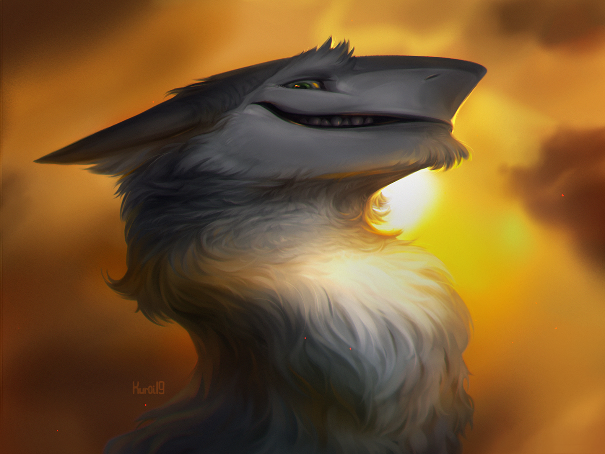 I see you - Furry, Furry art, Sergal, Sight, Portrait, Sunset, Kuroi-Kisin