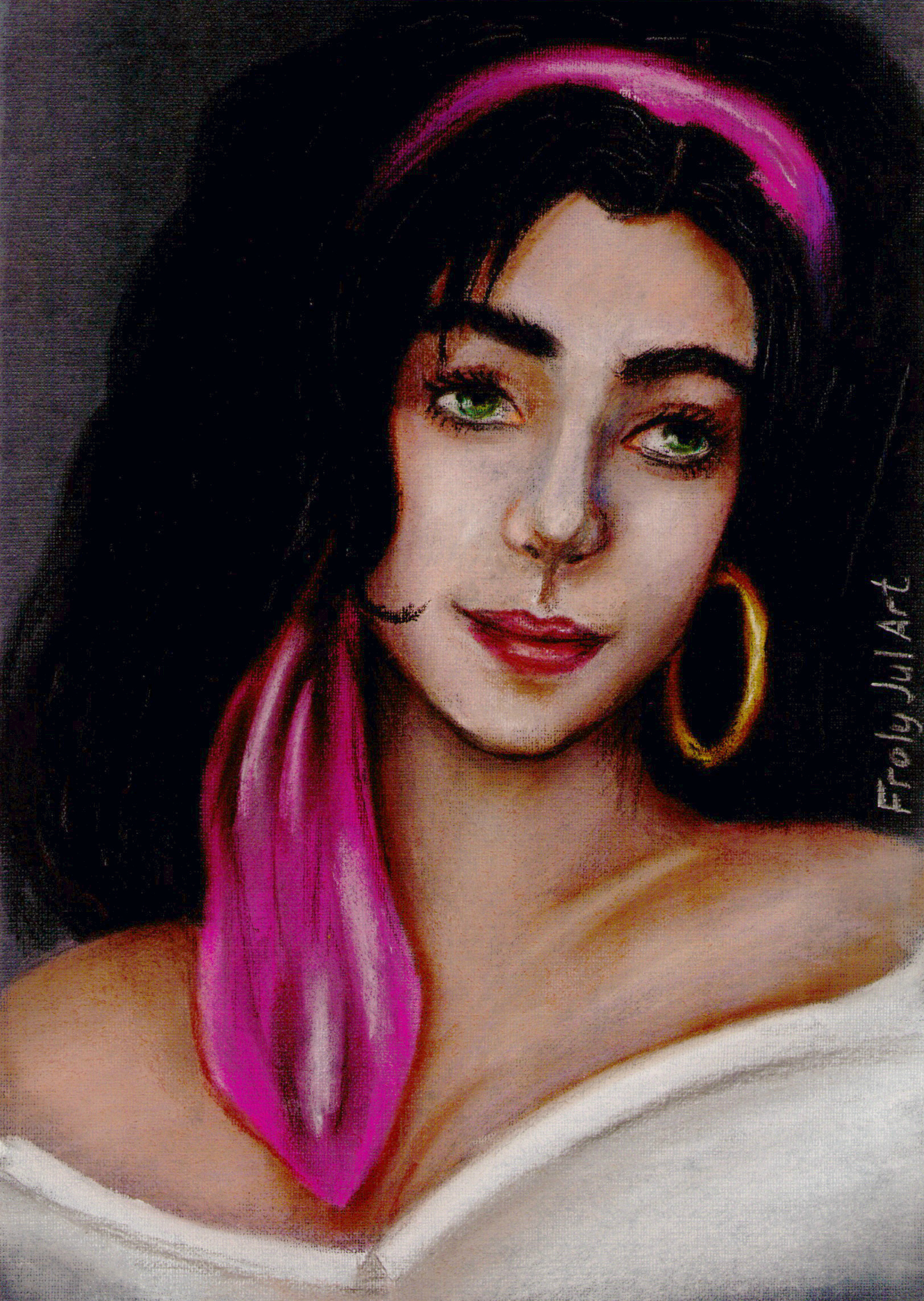 Esmeralda (The Hunchback of Notre Dame) - My, Dry pastel, Art, Esmeralda, The Hunchback of Notre Dame, Walt disney company