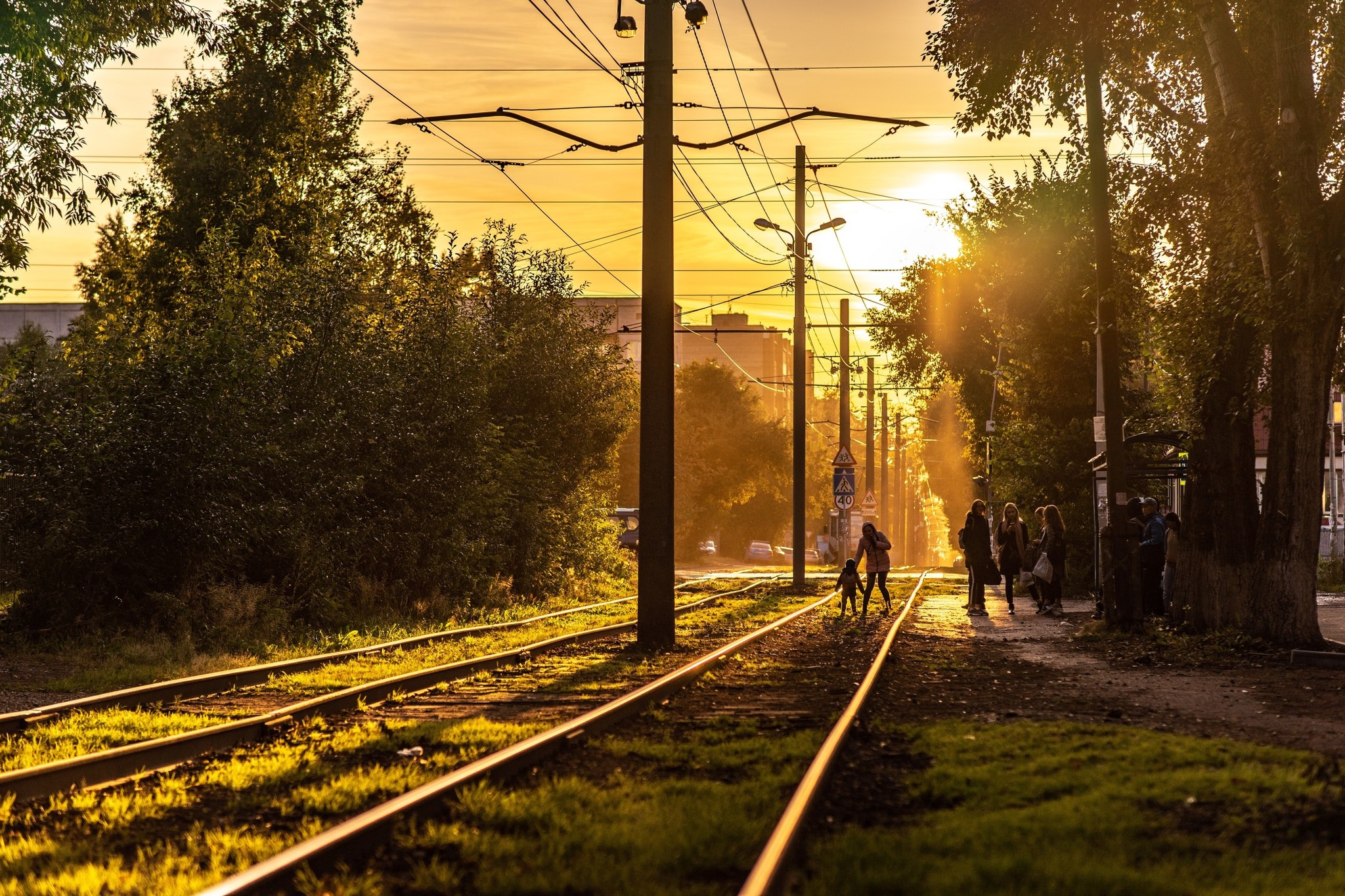 Towards the sun along the paths - My, Tram, Tomsk, Sunset, Longpost