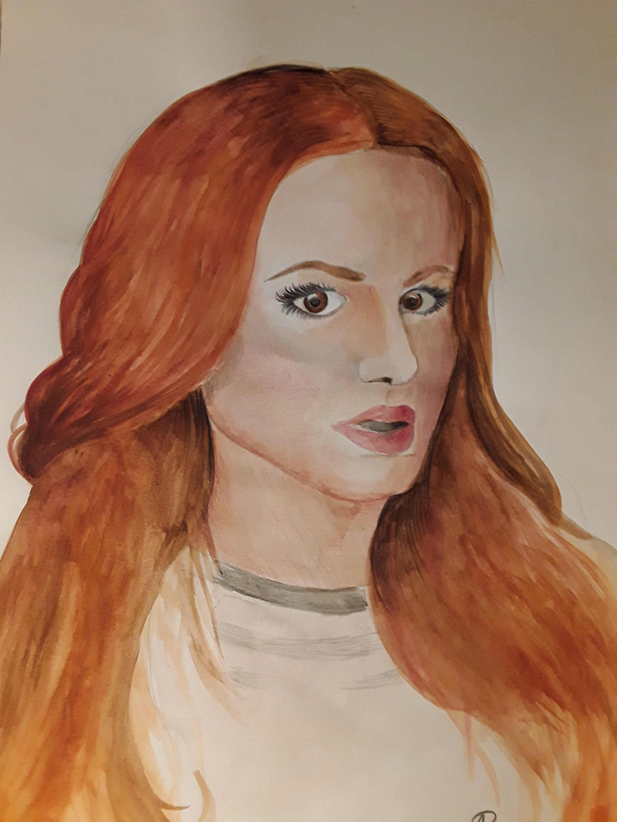 Semenovich lost weight ... - Redheads, Watercolor, I draw as much as I can, Longpost, Learning to draw, Drawing, Girls