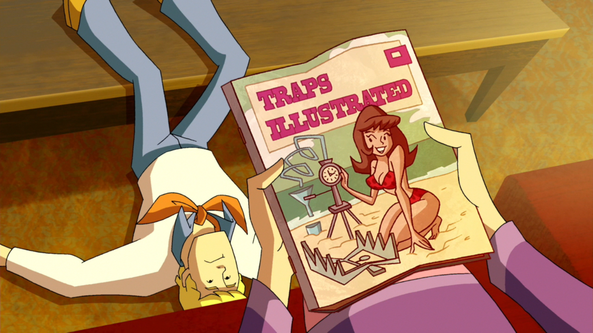 I sit thinking what gender the creature is on the cover of the magazine - Ladder, Scooby Doo, Its a trap!