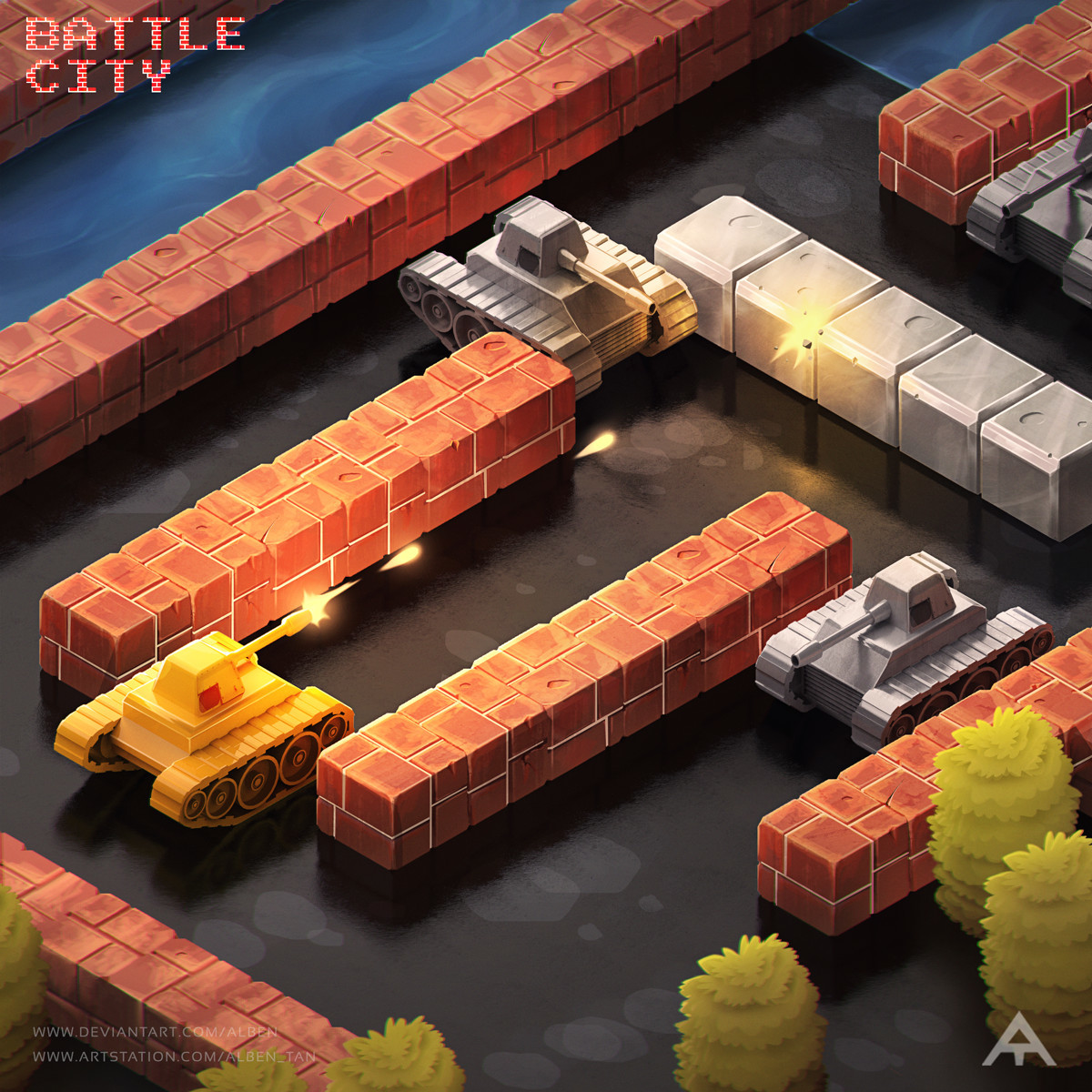 Battle City (tanchiki) - Art, Drawing, Battle City, Namco, Arcade, Retro Games, Games, Tanks, Arcade games