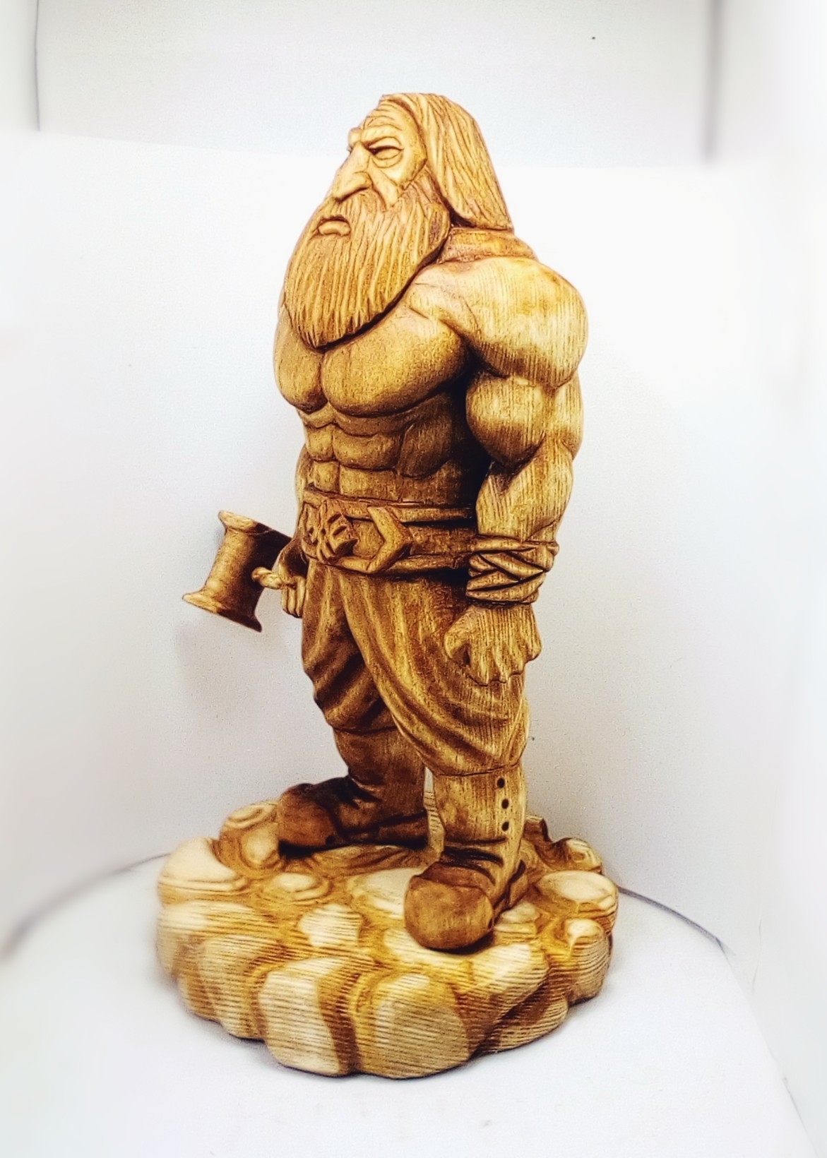 SVAROG. Linden material, cedar stand. Height 23cm. - My, Wood carving, Slavic mythology, Svarog, Longpost