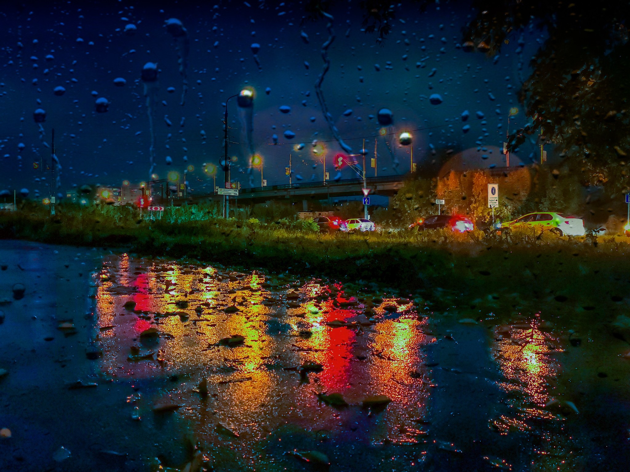 Night - My, Mobile photography, Night, Rain, Autumn, Longpost, Huawei mate 20