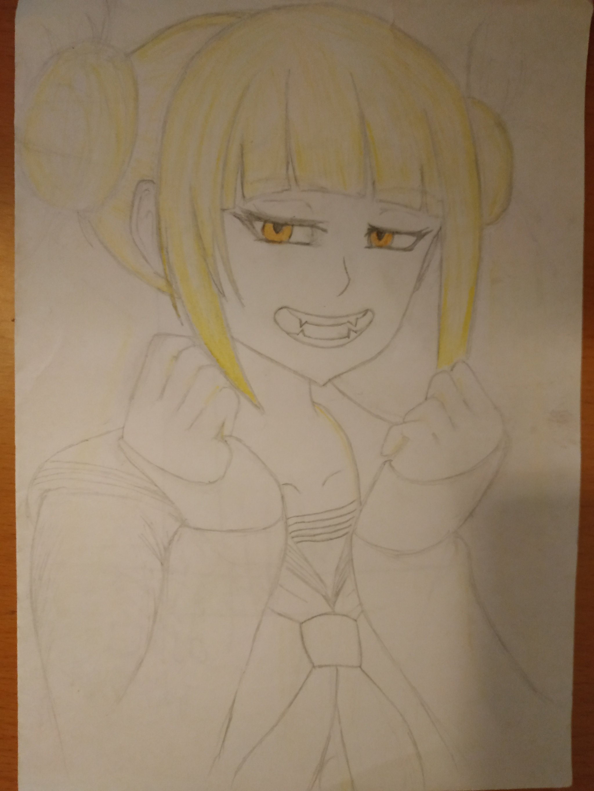 I'm learning to draw (So far I'm drawing 1: 1 (almost)) - My, Anime, Boku no hero academia, Learning to draw, Anime art, Toga himiko