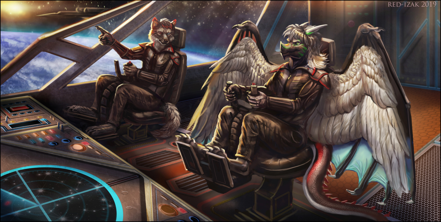 We have guests - Red-Izak, Furry, Art, Space, Science fiction, Spaceship