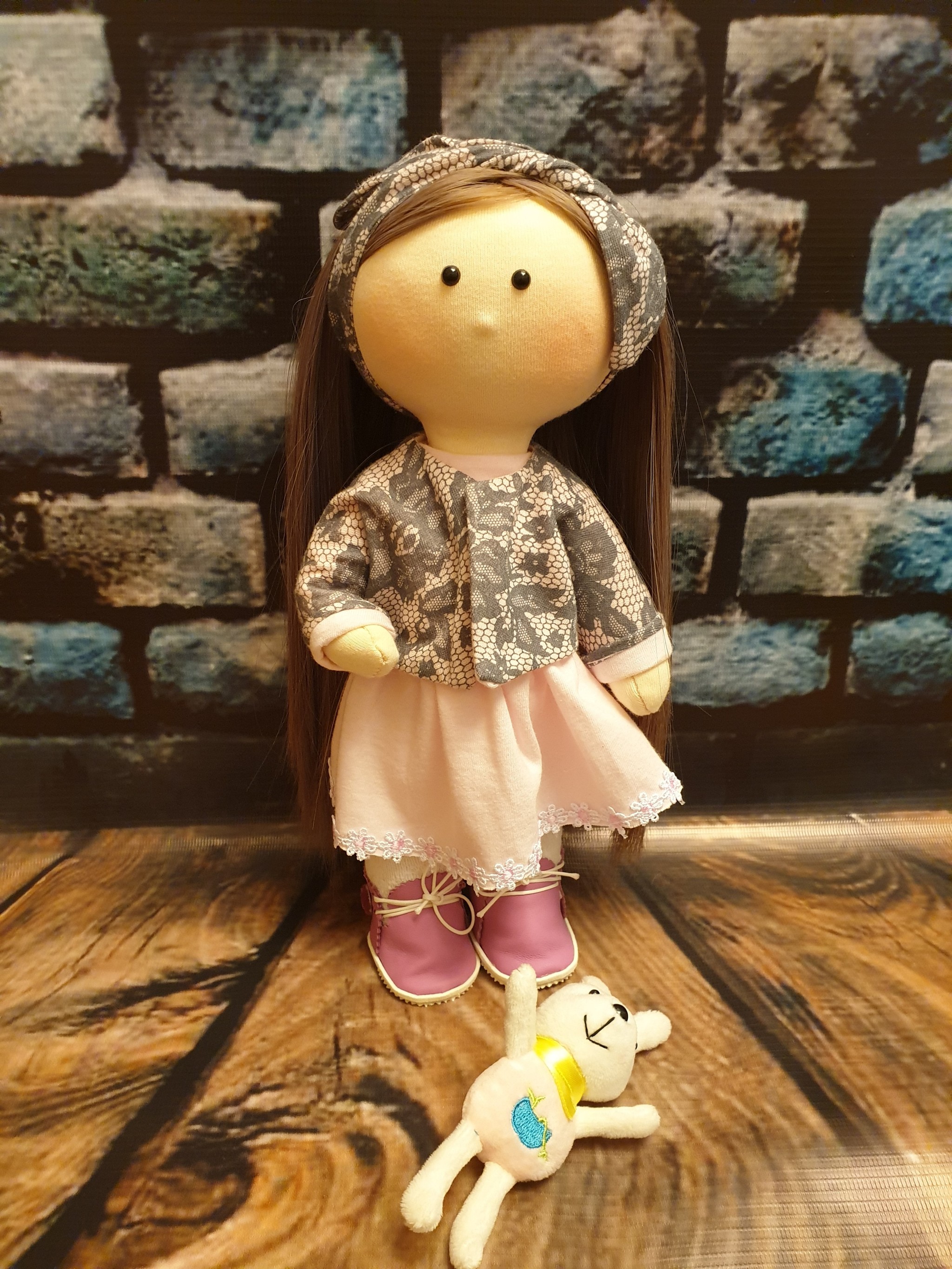 Handmade doll, clothes are removable, hair can be combed and braided. - My, Handmade dolls, Doll, Tilda dolls, Textile doll, Handmade, With your own hands, Longpost