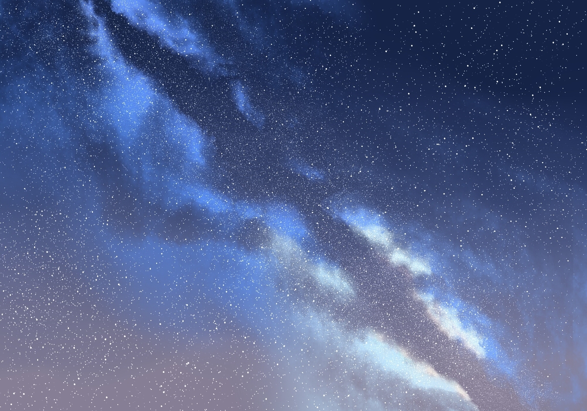 Starry sky - Art, Landscape, Sky, Starry sky, Night, Milky Way, Falling star, Pixiv, Longpost, Starfall