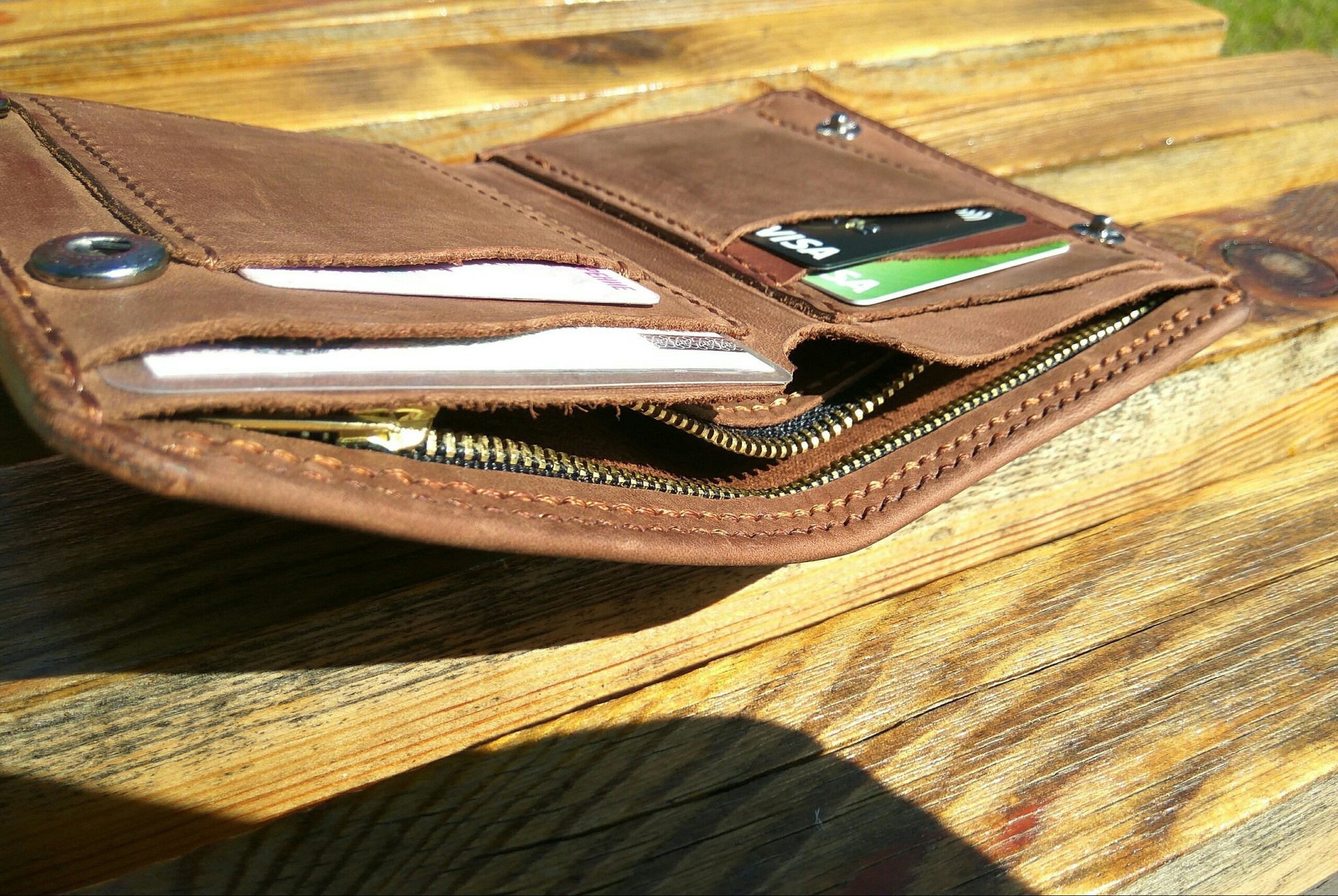 Second wallet - My, Leather, Wallet, With your own hands, Longpost